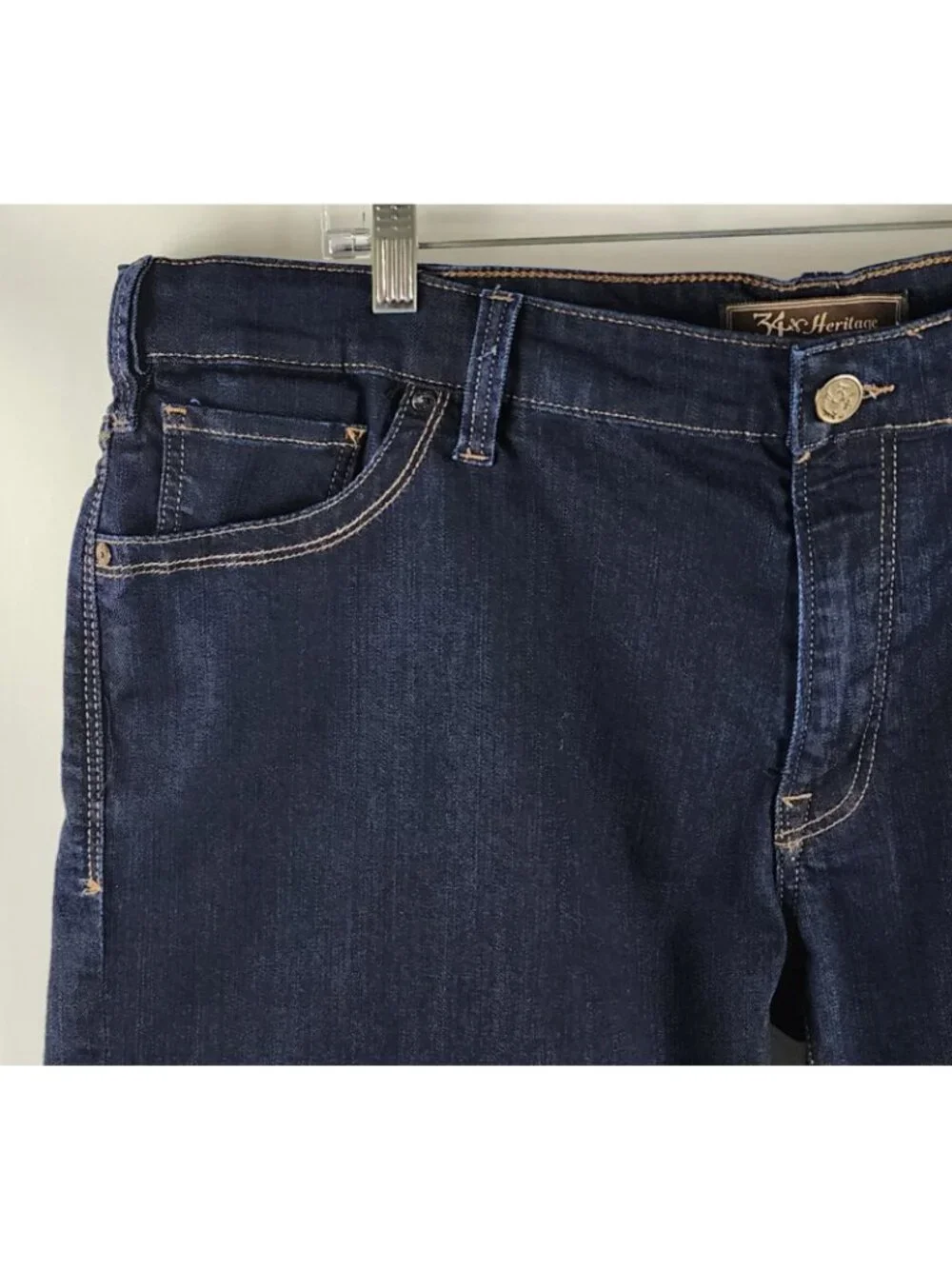 34 Heritage Jeans Mens 42x31 Blue Courage Straight Leg Dark Wash Denim
